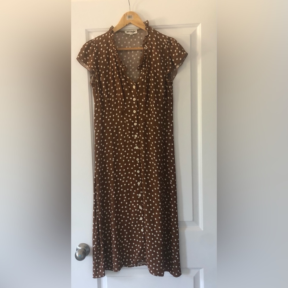 Rouje Brown Polka Dot Dress - Sz 38